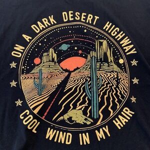 On A Dark Desert Highway Shirt Womens 2XL Black Graphic Cool Wind In My Hair Tee